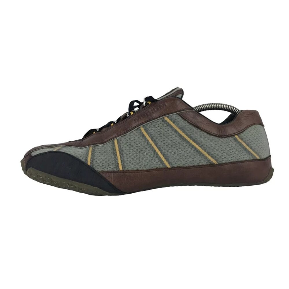 Medium Mens Brown Gray Yellow Leather Round Toe Sneaker‎ Shoes Size US 12 - Picture 2 of 9